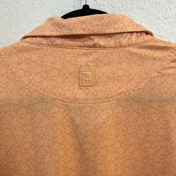 FootJoy Polo Shirt Mens XL Floral Print Golf Performance Stretch Orange Wicking - Picture 5 of 10